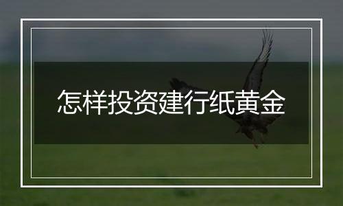 怎样投资建行纸黄金