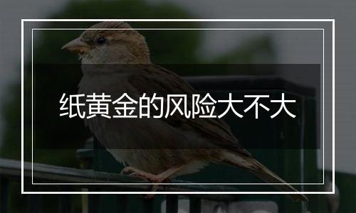 纸黄金的风险大不大