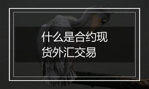 什么是合约现货外汇交易