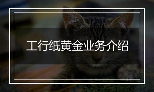 工行纸黄金业务介绍