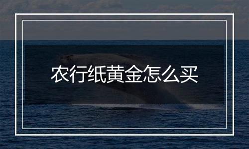 农行纸黄金怎么买
