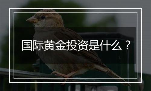 国际黄金投资是什么?