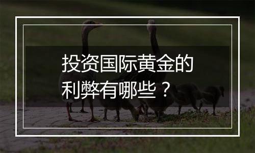 投资国际黄金的利弊有哪些？