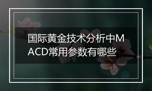 国际黄金技术分析中MACD常用参数有哪些