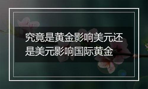 究竟是黄金影响美元还是美元影响国际黄金