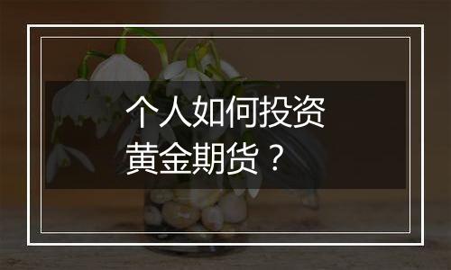 个人如何投资黄金期货？