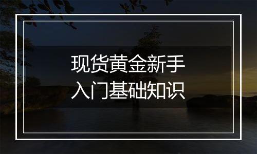 现货黄金新手入门基础知识