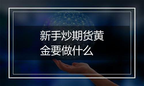 新手炒期货黄金要做什么