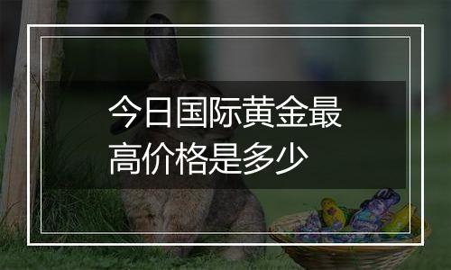 今日国际黄金最高价格是多少