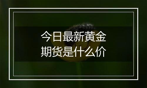 今日最新黄金期货是什么价
