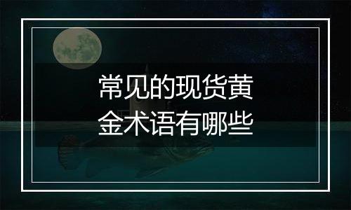 常见的现货黄金术语有哪些