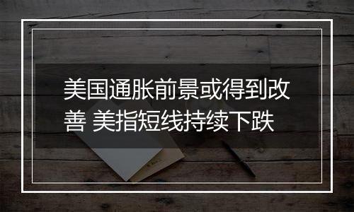 美国通胀前景或得到改善 美指短线持续下跌