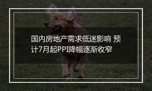国内房地产需求低迷影响 预计7月起PPI降幅逐渐收窄