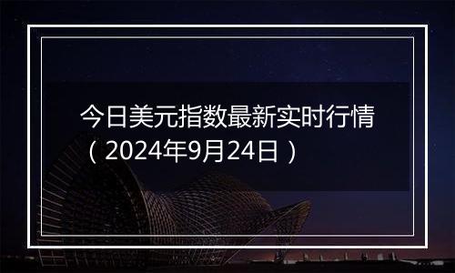 今日美元指数最新实时行情(2024年9月24日)