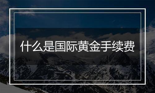 什么是国际黄金手续费