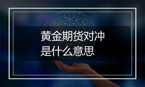 黄金期货对冲是什么意思