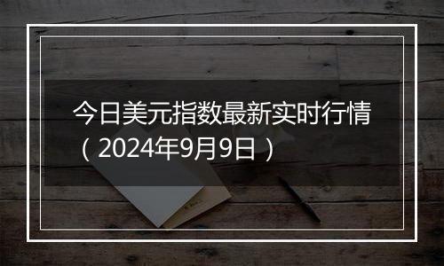 今日美元指数最新实时行情(2024年9月9日)