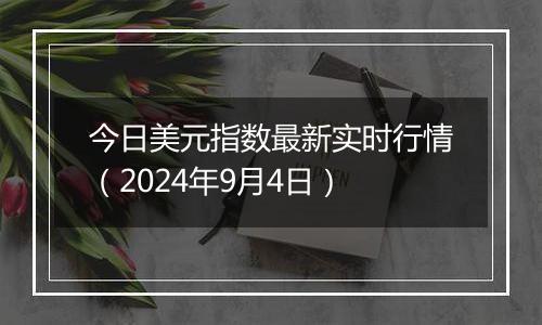 今日美元指数最新实时行情(2024年9月4日)