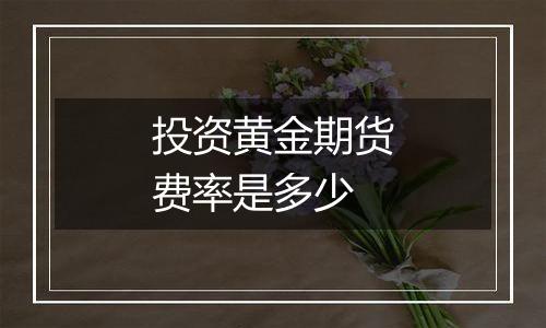 投资黄金期货费率是多少