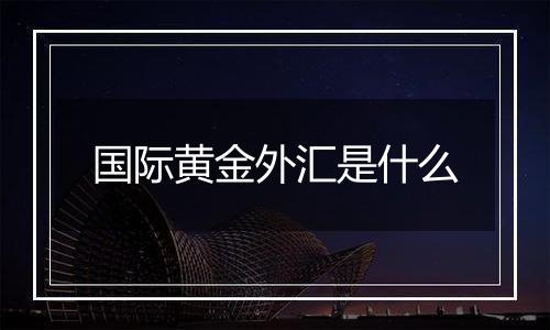 国际黄金外汇是什么