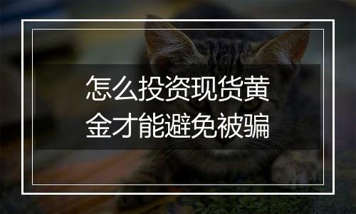怎么投资现货黄金才能避免被骗