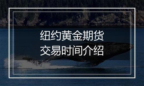 纽约黄金期货交易时间介绍