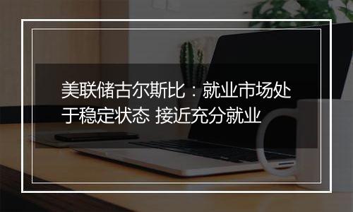 美联储古尔斯比:就业市场处于稳定状态 接近充分就业