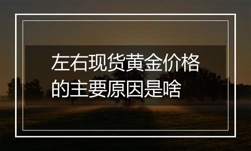 左右现货黄金价格的主要原因是啥