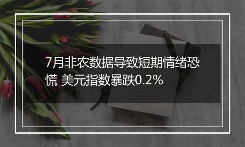 7月非农数据导致短期情绪恐慌 美元指数暴跌0.2%
