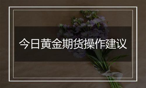 今日黄金期货操作建议