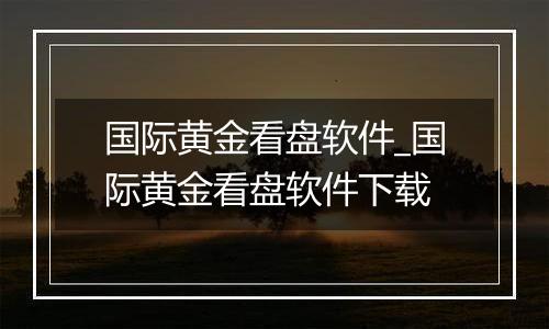 国际黄金看盘软件_国际黄金看盘软件下载