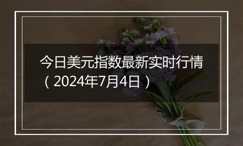 今日美元指数最新实时行情（2024年7月4日）