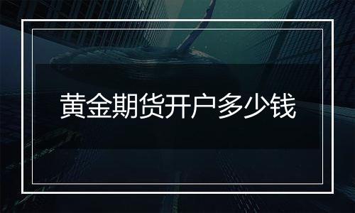 黄金期货开户多少钱