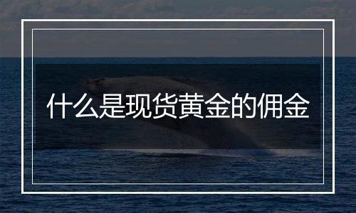 什么是现货黄金的佣金