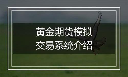 黄金期货模拟交易系统介绍