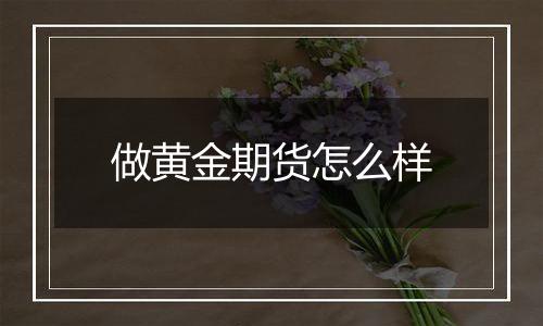 做黄金期货怎么样