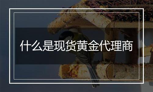 什么是现货黄金代理商