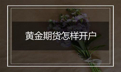 黄金期货怎样开户