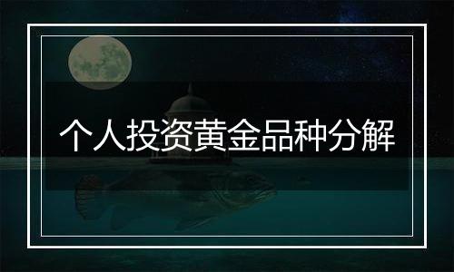 个人投资黄金品种分解
