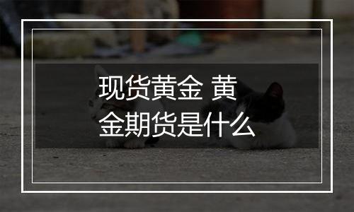 现货黄金 黄金期货是什么