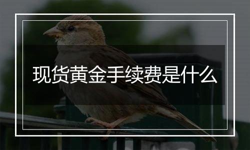 现货黄金手续费是什么