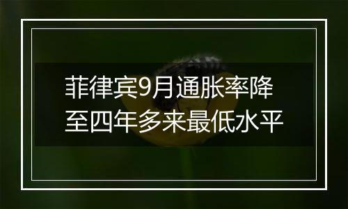 菲律宾9月通胀率降至四年多来最低水平