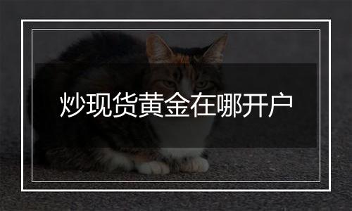 炒现货黄金在哪开户