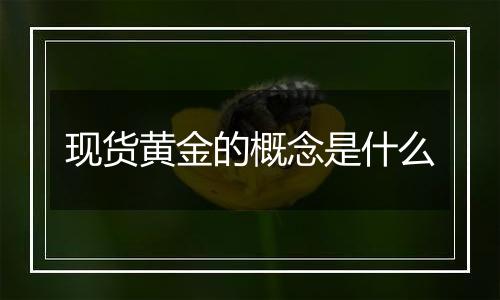 现货黄金的概念是什么
