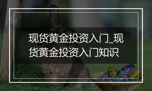现货黄金投资入门_现货黄金投资入门知识