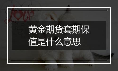 黄金期货套期保值是什么意思