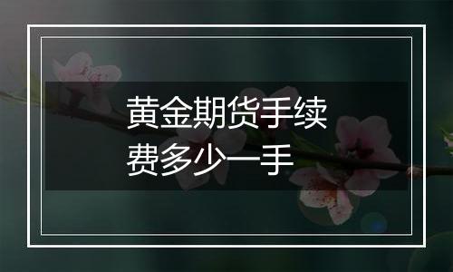 黄金期货手续费多少一手