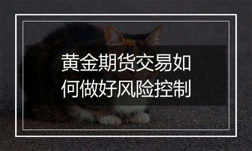 黄金期货交易如何做好风险控制