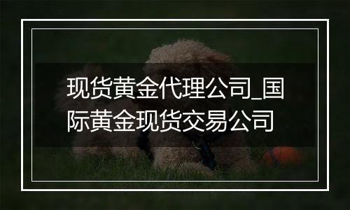 现货黄金代理公司_国际黄金现货交易公司