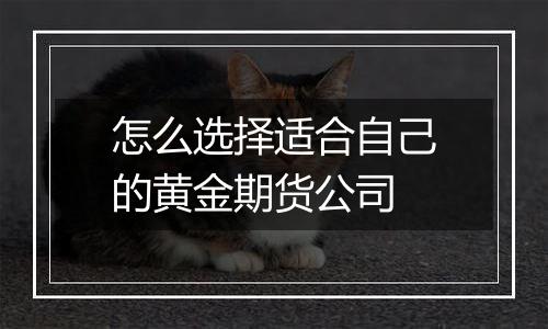 怎么选择适合自己的黄金期货公司